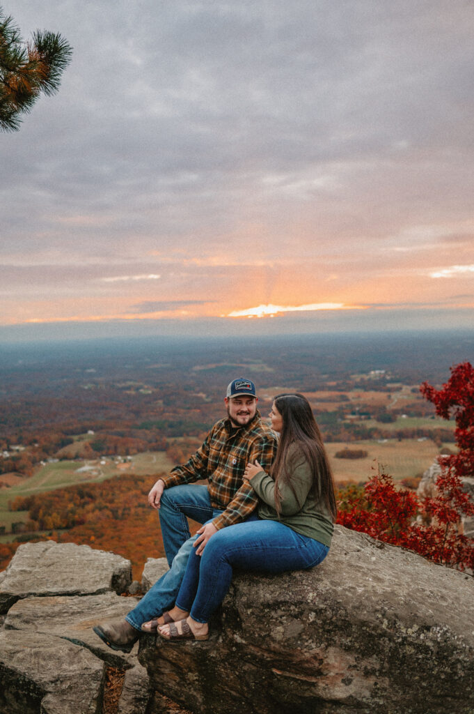Mountain engagement photos at Pilot Mountain, NC