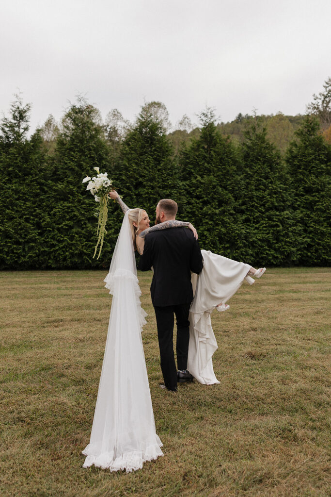 Bride and Groom celebrating at wedding